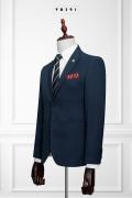 391 Bộ Vest Nam Xanh Denim Đậm Sọc Ẩn #2